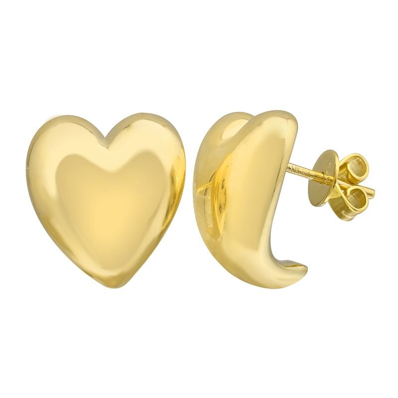 14k Yellow Gold Heart Shape Earrings - Nolita