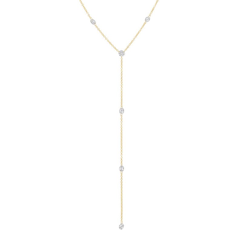 14K Yellow Gold Y Lab Diamond Necklace - Nolita