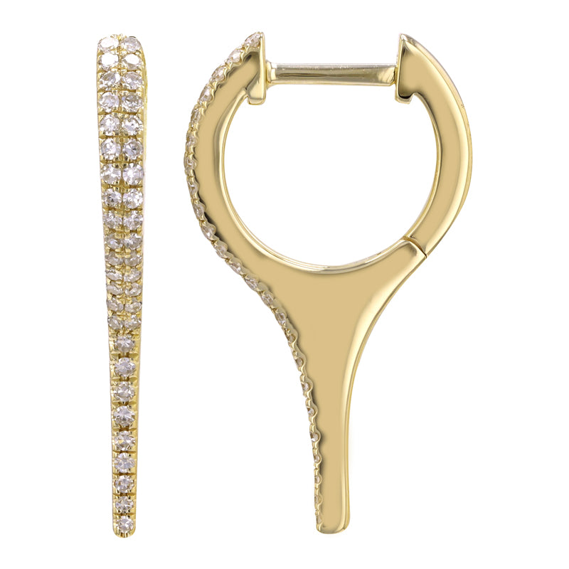 14K Diamond Long Spike Huggie Earrings