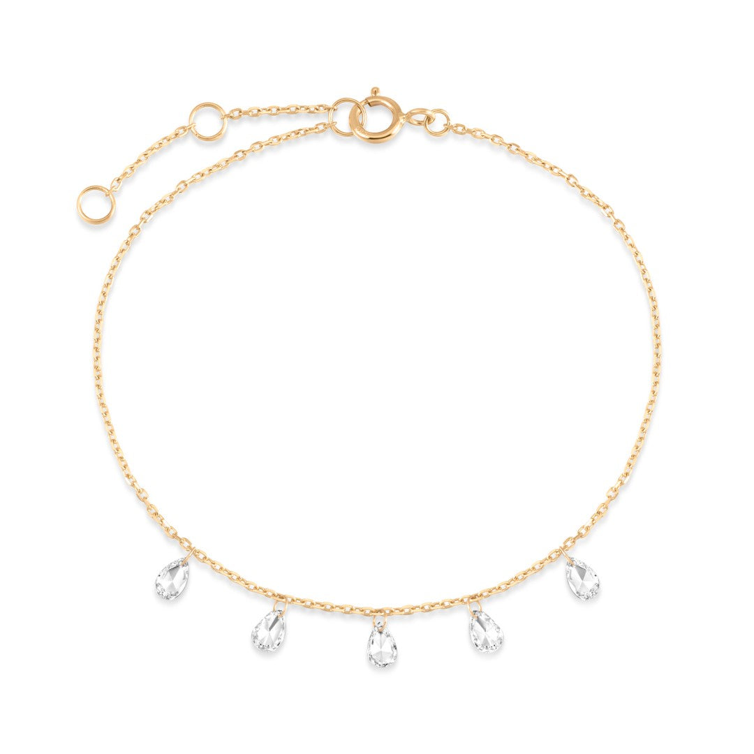 14K Drilled Pear Lab Diamond Station Bracelet