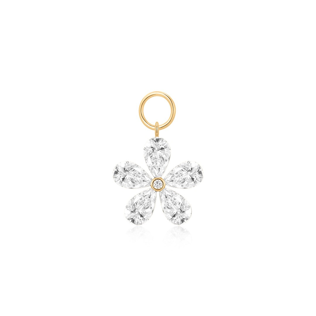 14K Fleur Pear Lab Diamond Flower Charm