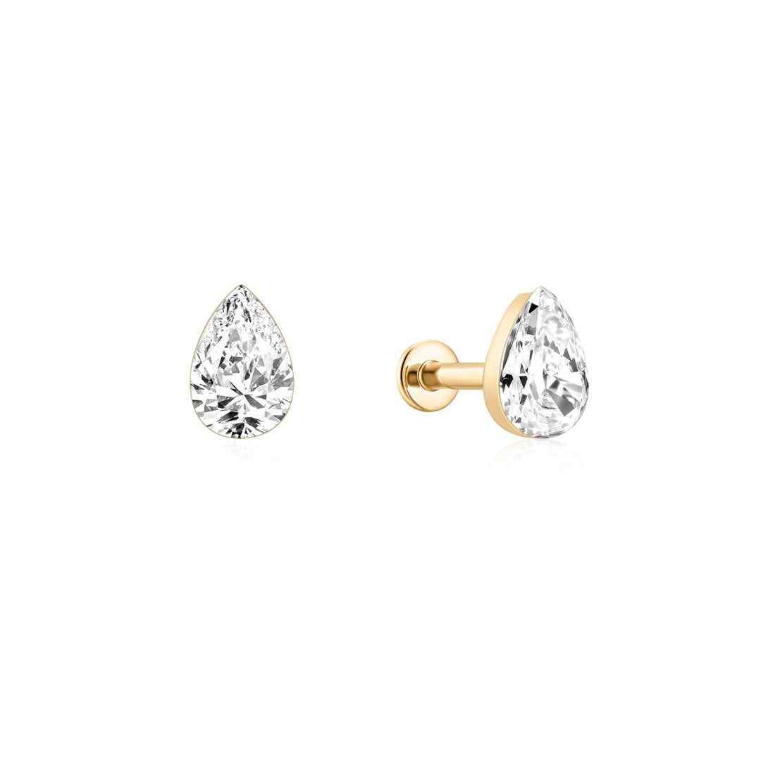 14K Élan Pear Lab Diamond Flat Back Stud