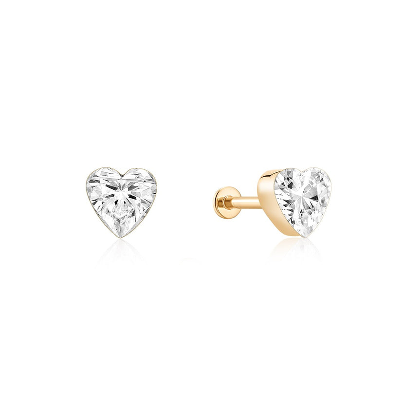 14K Amour Heart Lab Diamond Stud