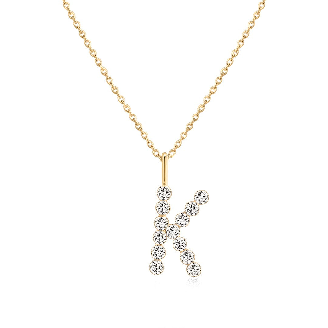 14K Invisible-Set Lab Diamond Initial Necklace