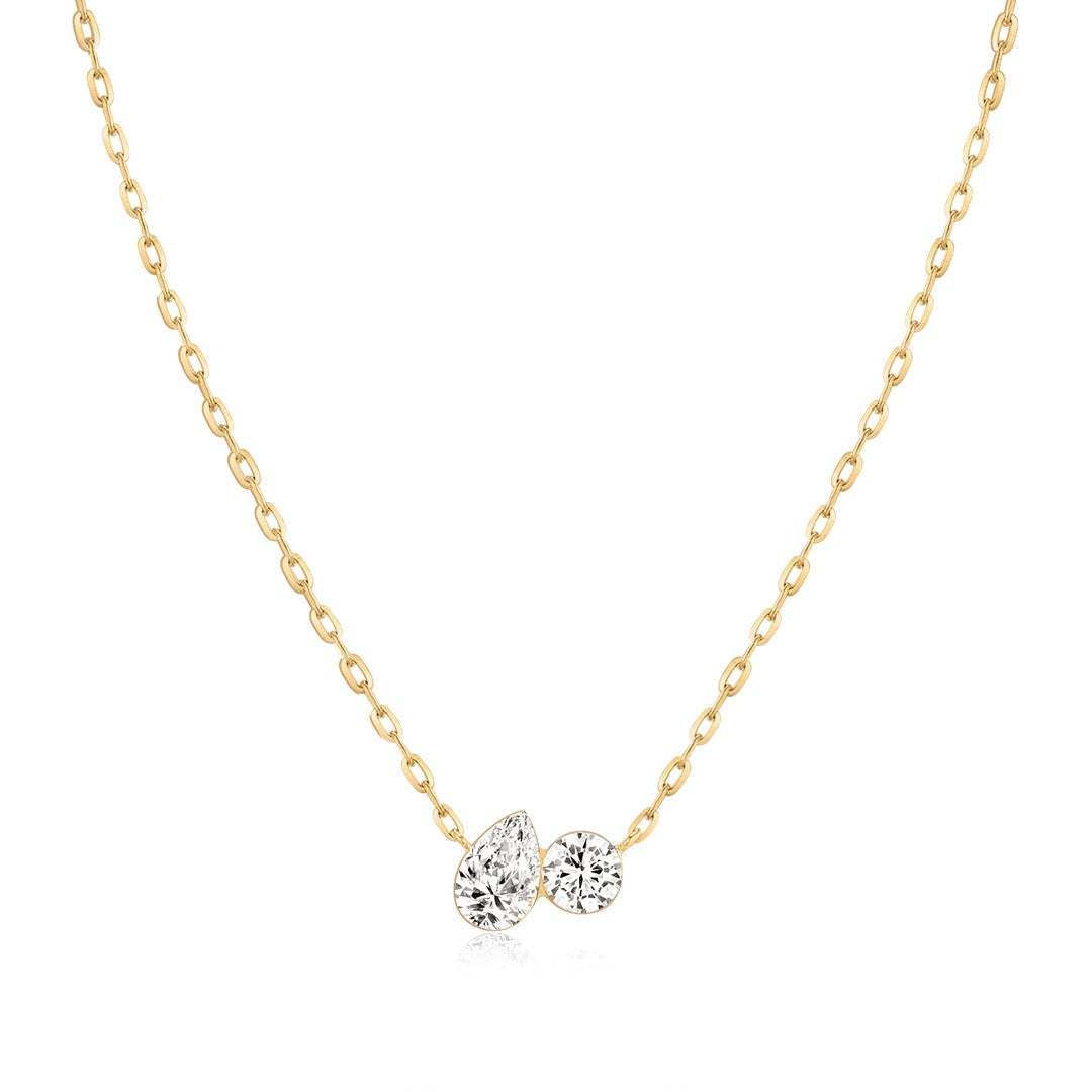 14K Nova Pear & Round Lab Diamond Duo Necklace
