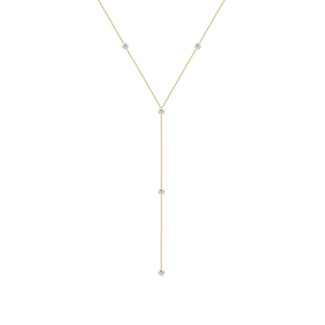 14K Serein Drilled Lab Diamond Lariat Necklace