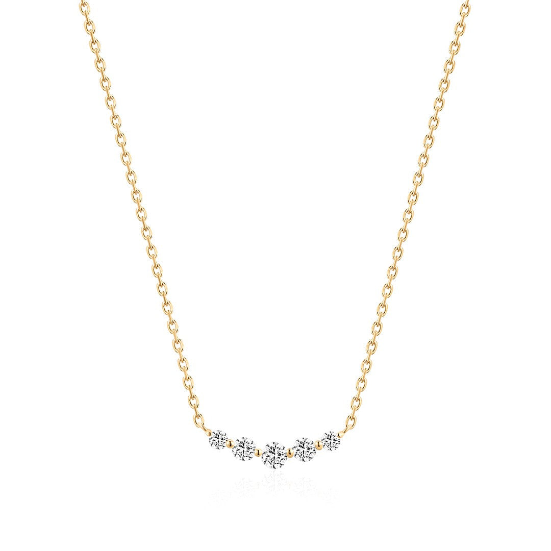 14K Aria Lab Diamond Curved Bar Necklace