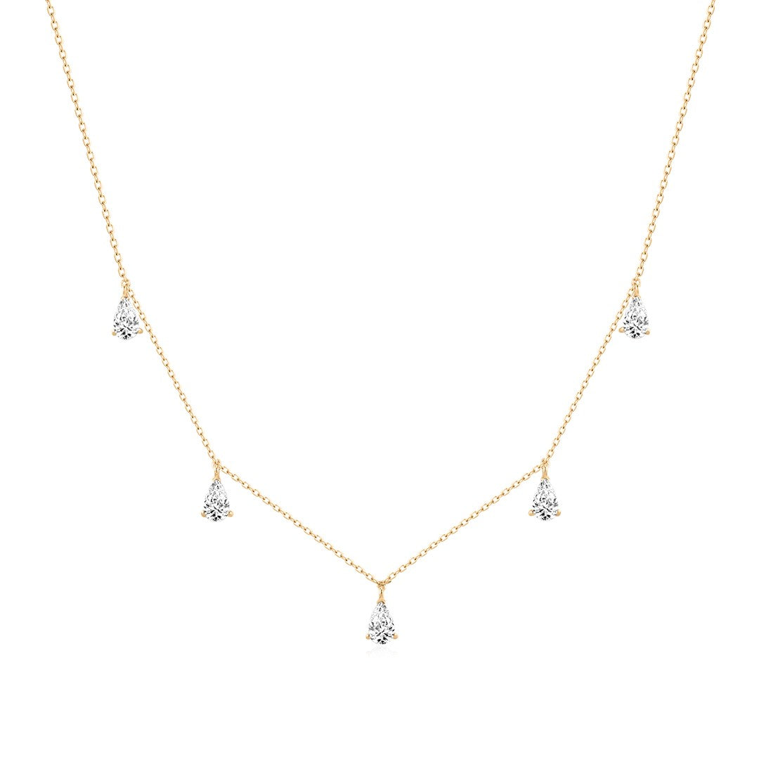 14K Aria Pear Lab Diamond Station Necklace