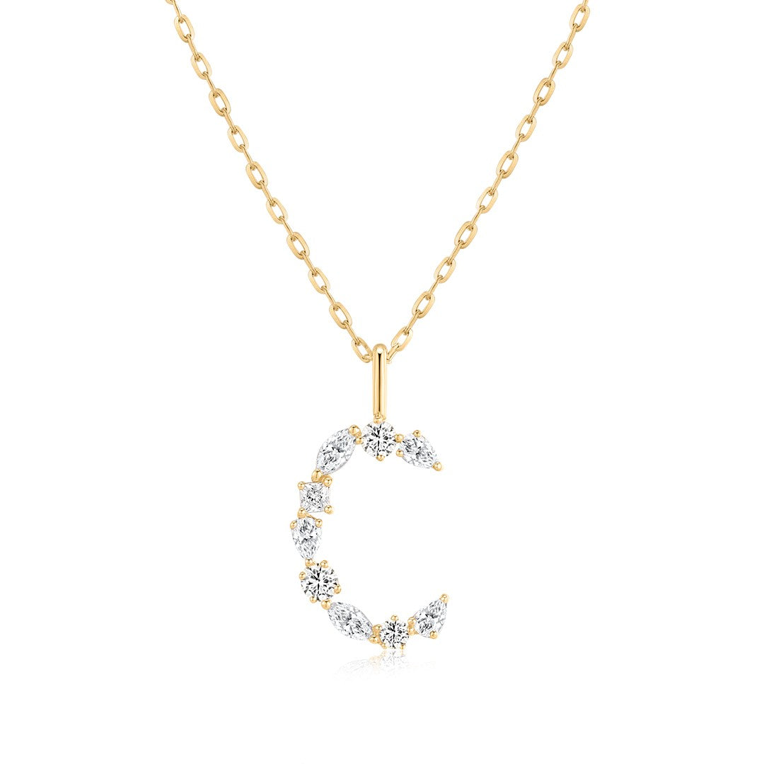 14K Pavé Lab Diamond Initial Necklace
