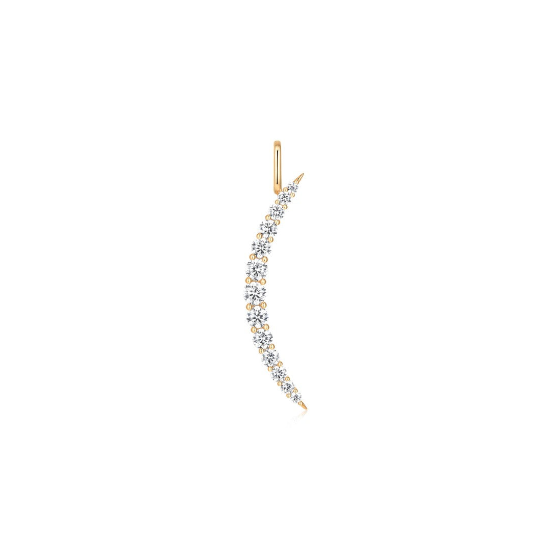 14K Crescent Moon Lab Diamond Charm