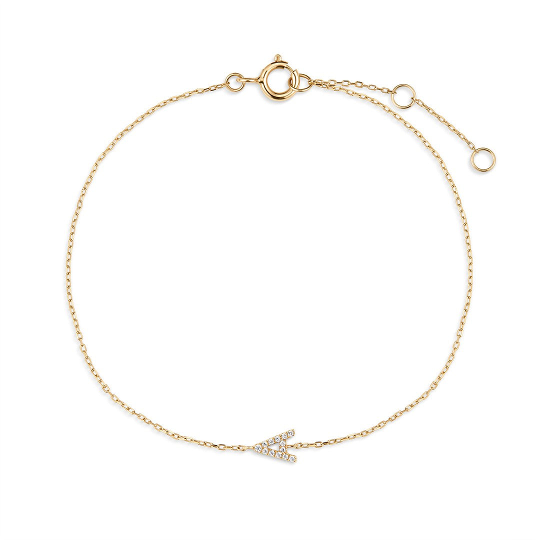 14K Pavé Initial Lab Diamond Chain Bracelet