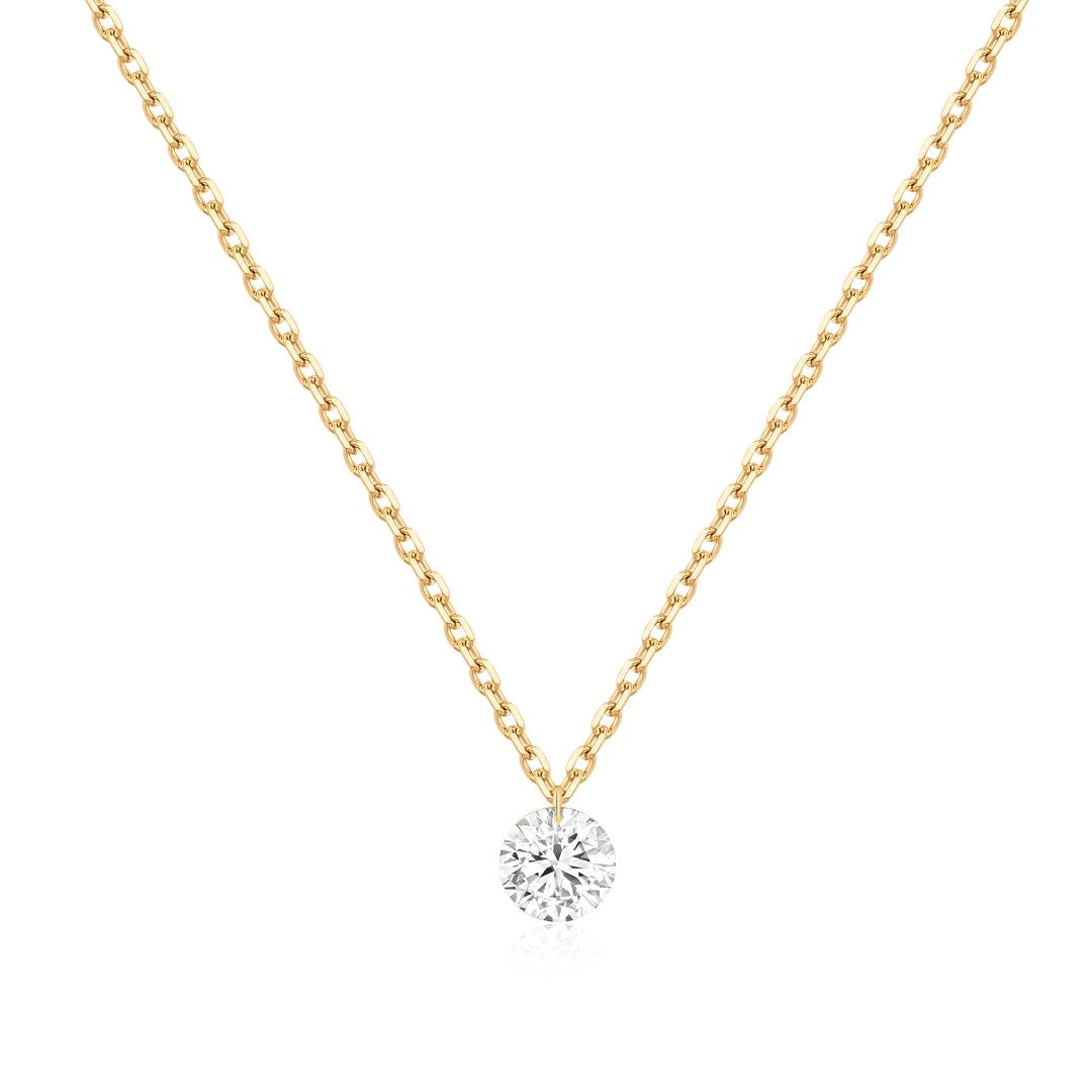 14K Celeste Drilled Lab Diamond Solitaire Necklace