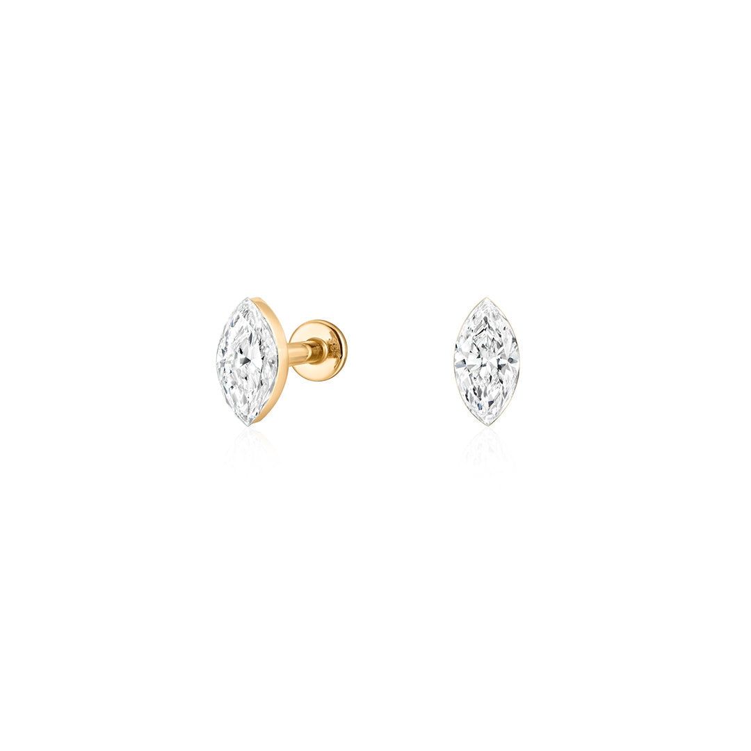 14K Élan Marquise Lab Diamond Flat Back Stud
