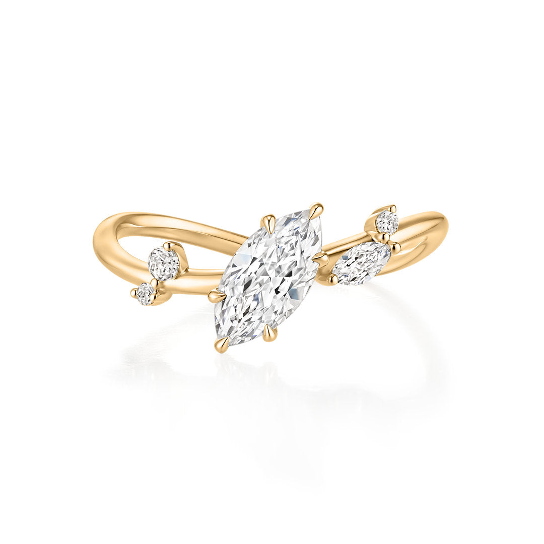 14K Verdelle Marquise Lab Diamond Cluster Ring