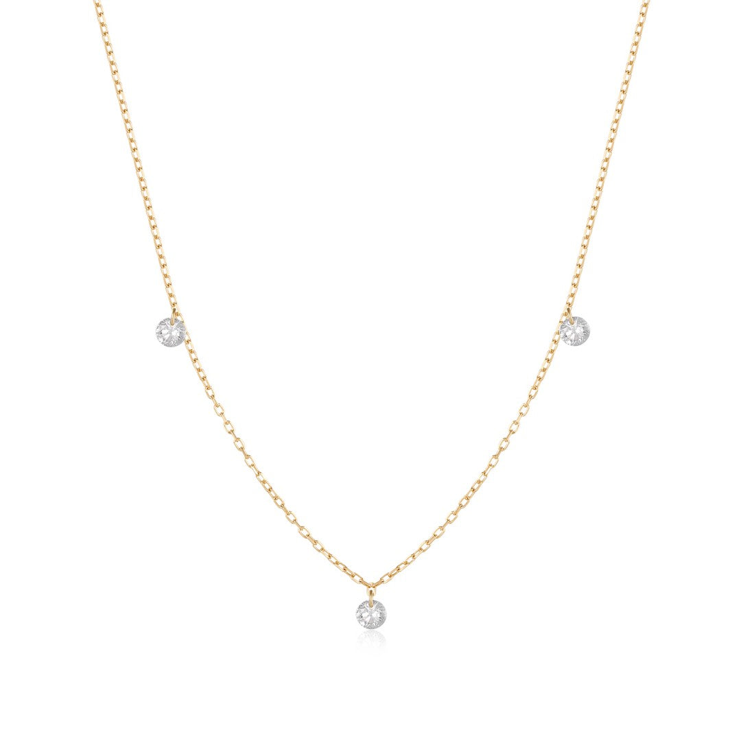 14K Lyra Drilled Lab Diamond Trio Necklace