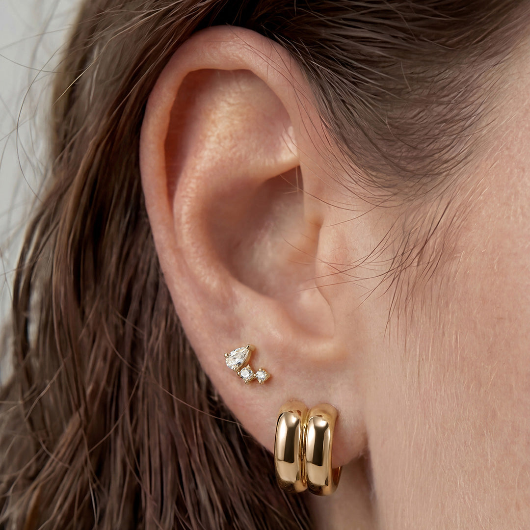 14K Aurora Cluster Lab Diamond Flat Back Stud