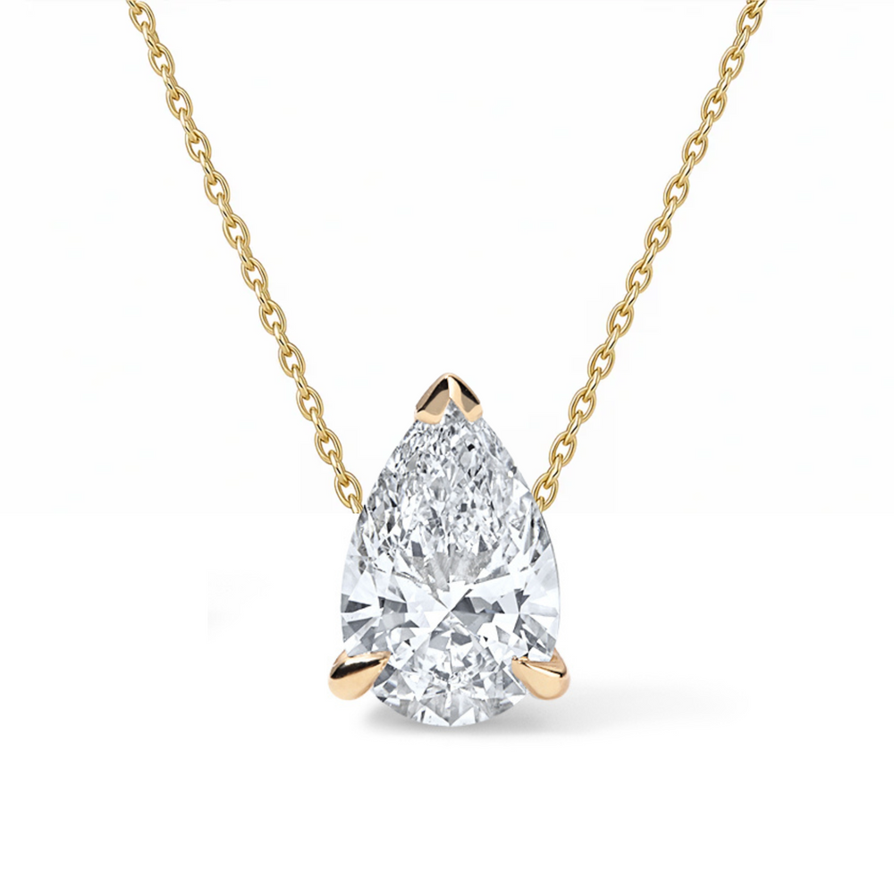 14K Pear Lab Grown Diamond Solitaire Necklace