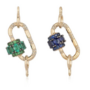 14K Diamond Emerald Carabiner Lock