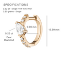14K Lab Diamond Pear Huggie Hoop Earrings