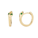 14K Emerald Snake Earrings