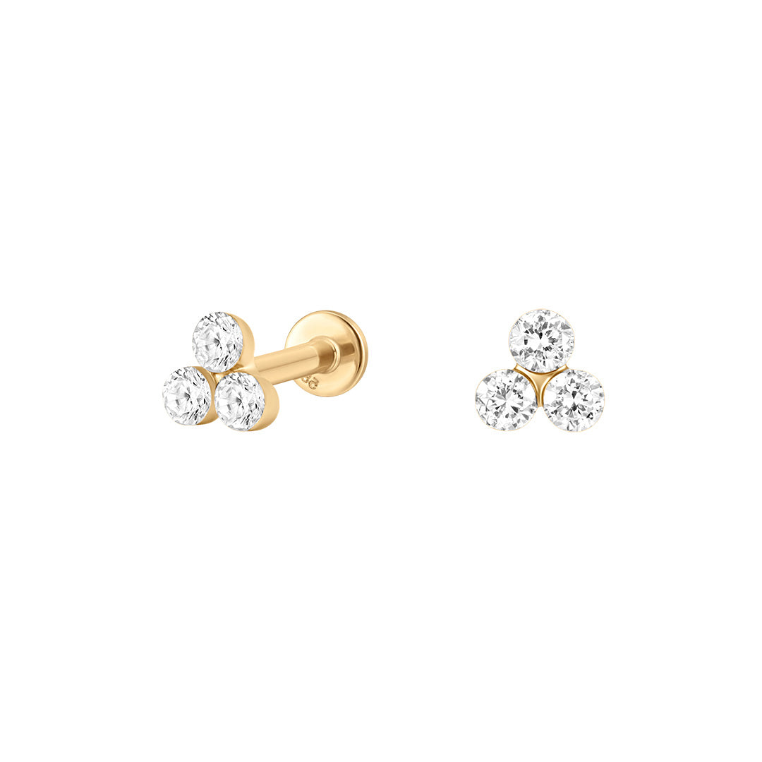 14K Nova Invisible Lab Diamond Flat Back Stud
