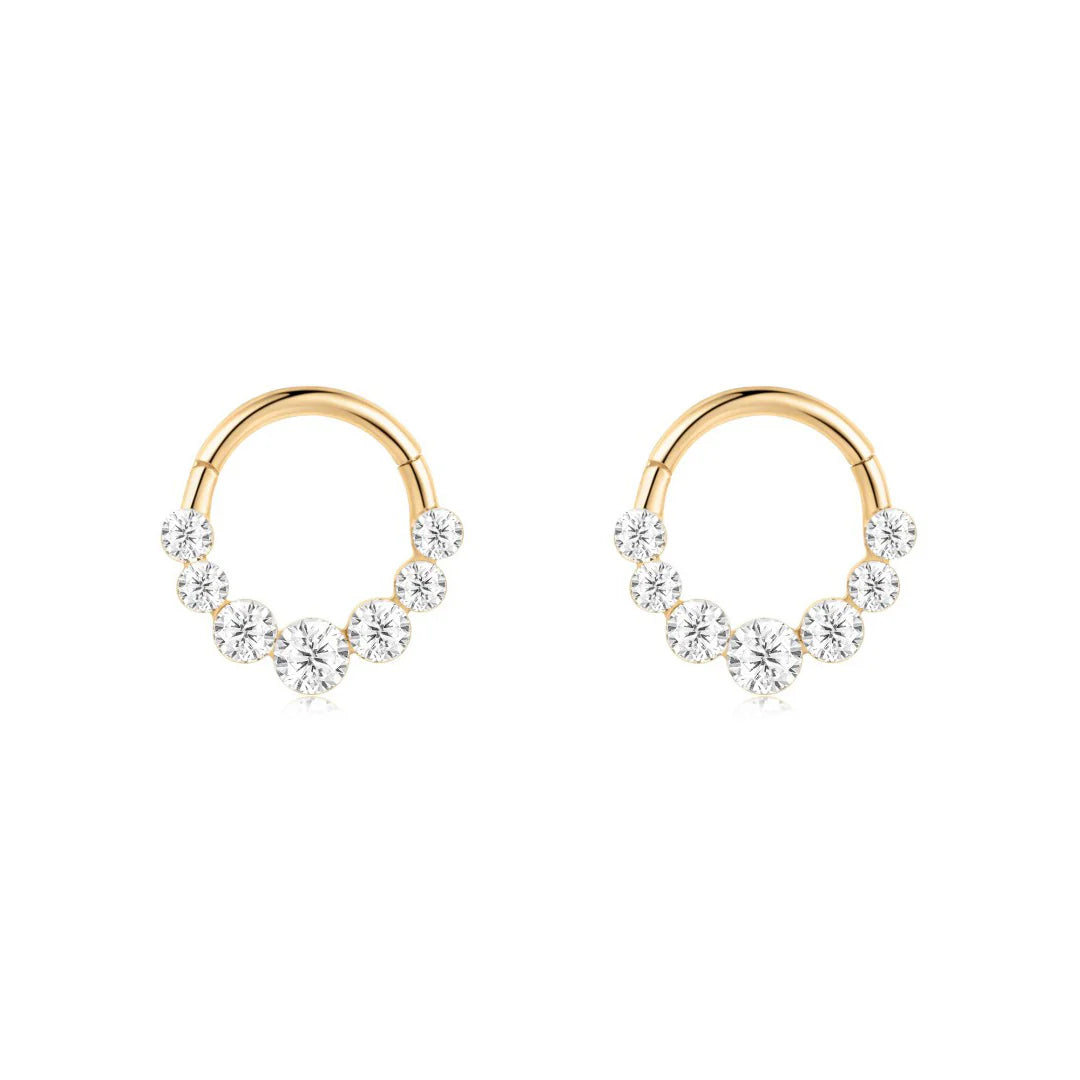 14K Graduated Lab Diamond Clicker Hoop