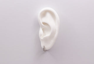 14K Diamond Hoop Earrings - Yellow Gold Single