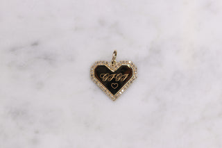 14K Diamond and Ruby Outlined Heart Engravable Charm