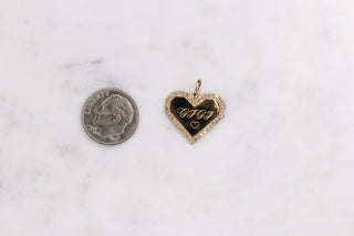 14K Diamond and Ruby Outlined Heart Engravable Charm