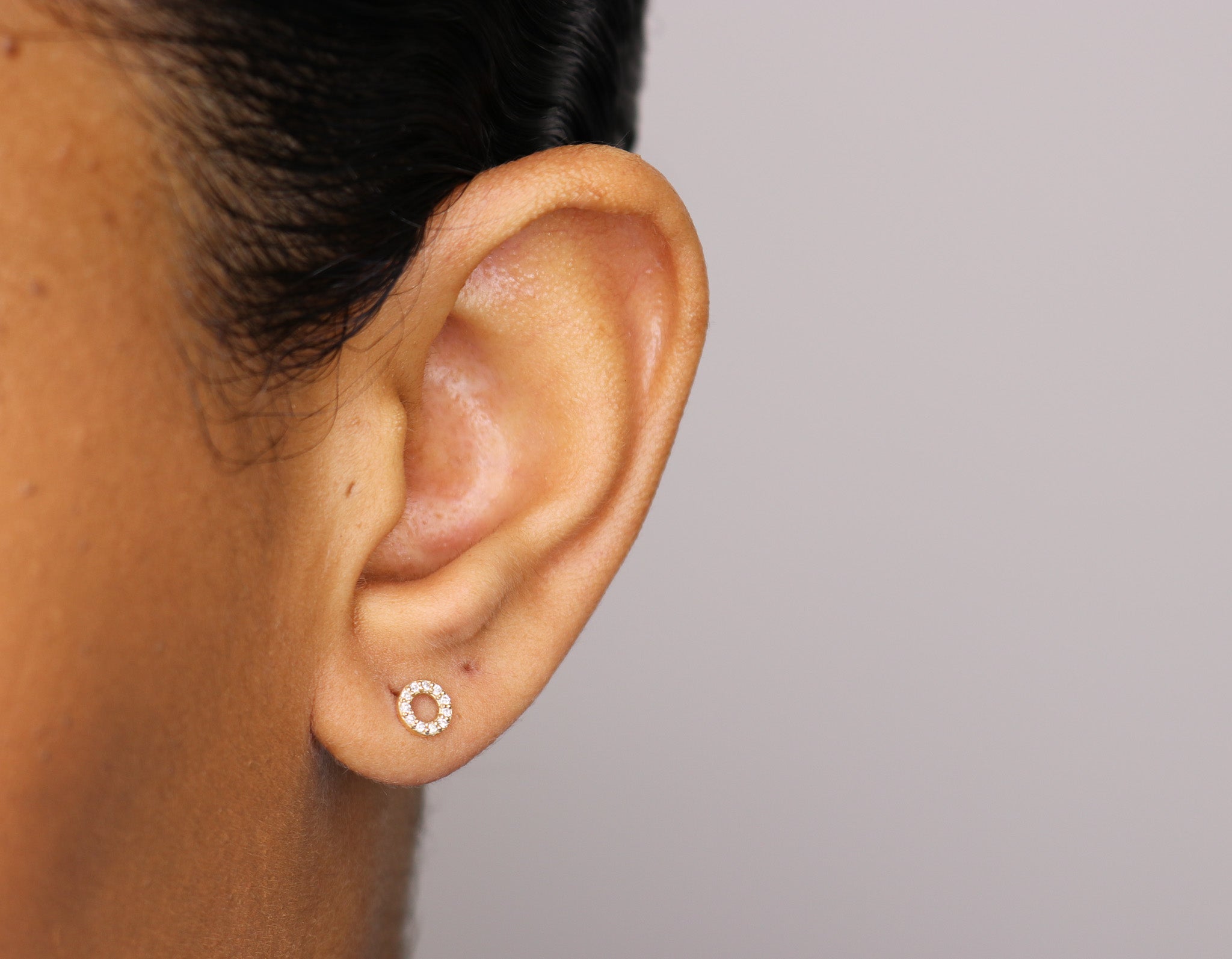 14K Diamond Circle Studs