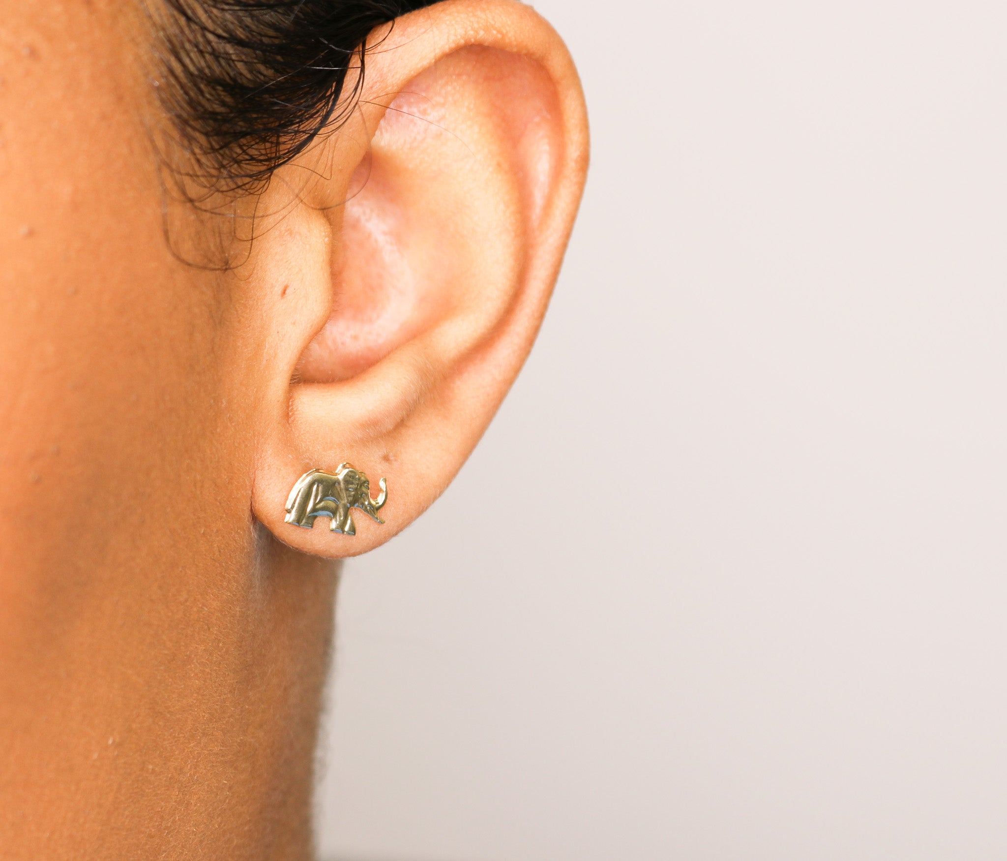 14K Gold Elephant Studs