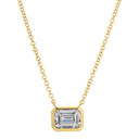 14K Lab Diamond Emerald Bezel Set Diamond Necklace