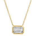14K Lab Diamond Emerald Bezel Set Diamond Necklace