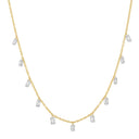 14K Yellow Gold Drilled Dangle Emerald Lab Diamond Necklace