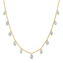14K Yellow Gold Drilled Dangle Oval Lab Diamond Necklace