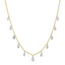 14K Yellow Gold Drilled Dangle Pear Lab Diamond Necklace