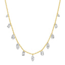 14K Yellow Gold Drilled Dangle Multi Shape Lab Diamond Necklace