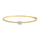 14K Emerald Shape Diamond Lab Bangle