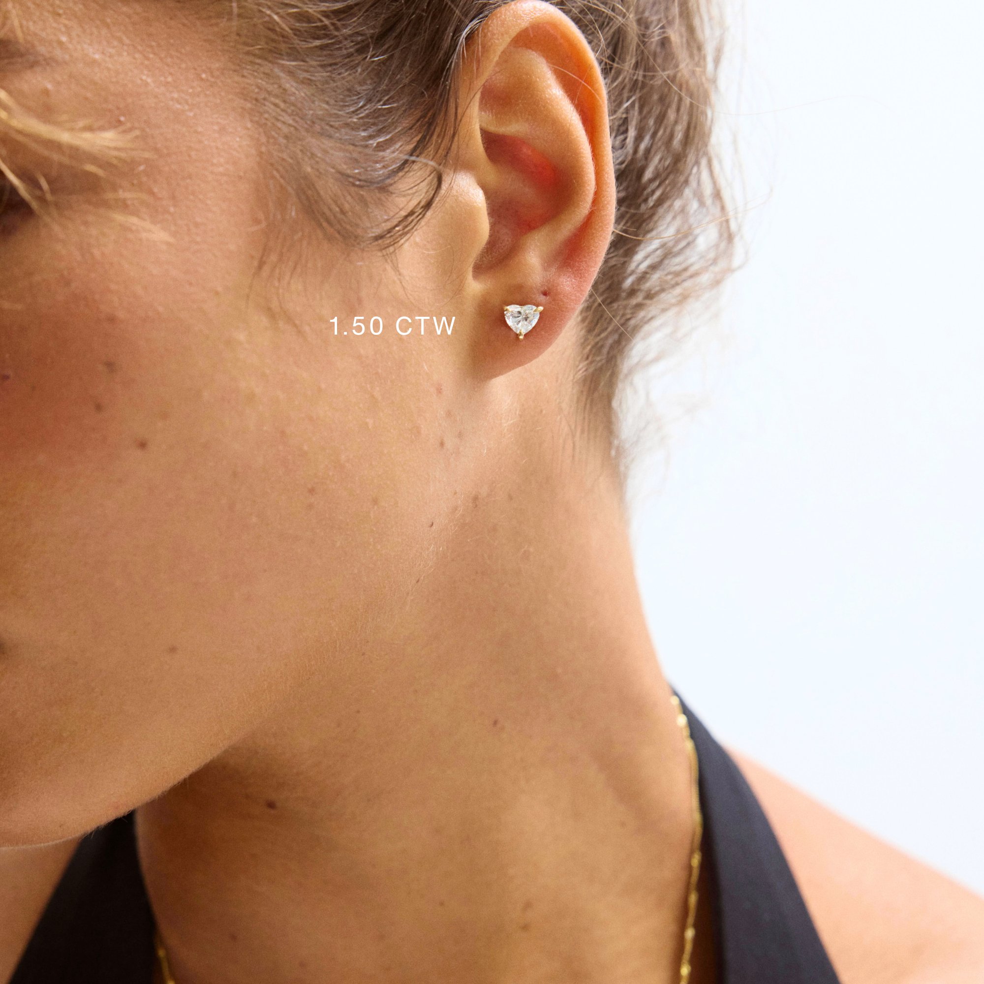 14K Heart Lab Grown Diamond Stud Earrings