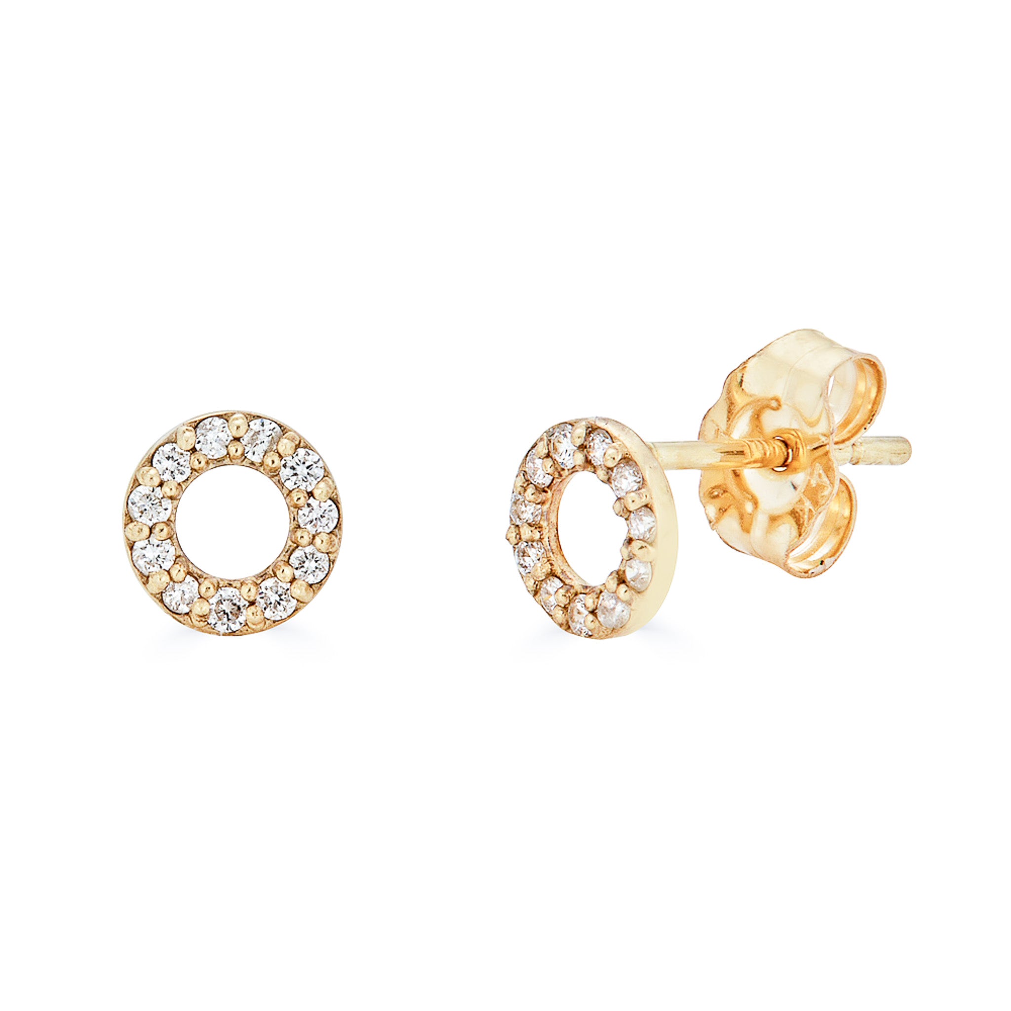 14K Diamond Circle Studs