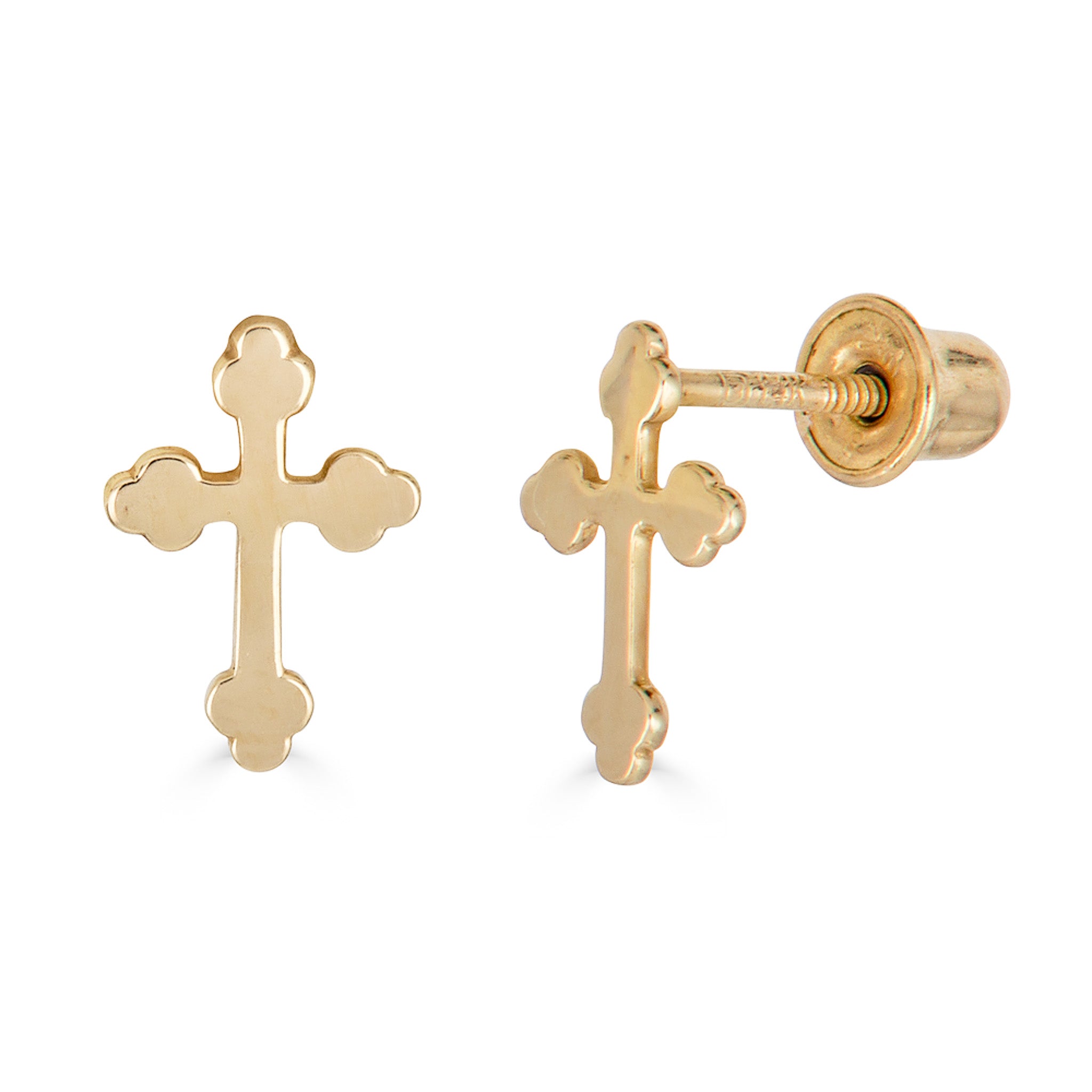 14k Gold Cross Studs