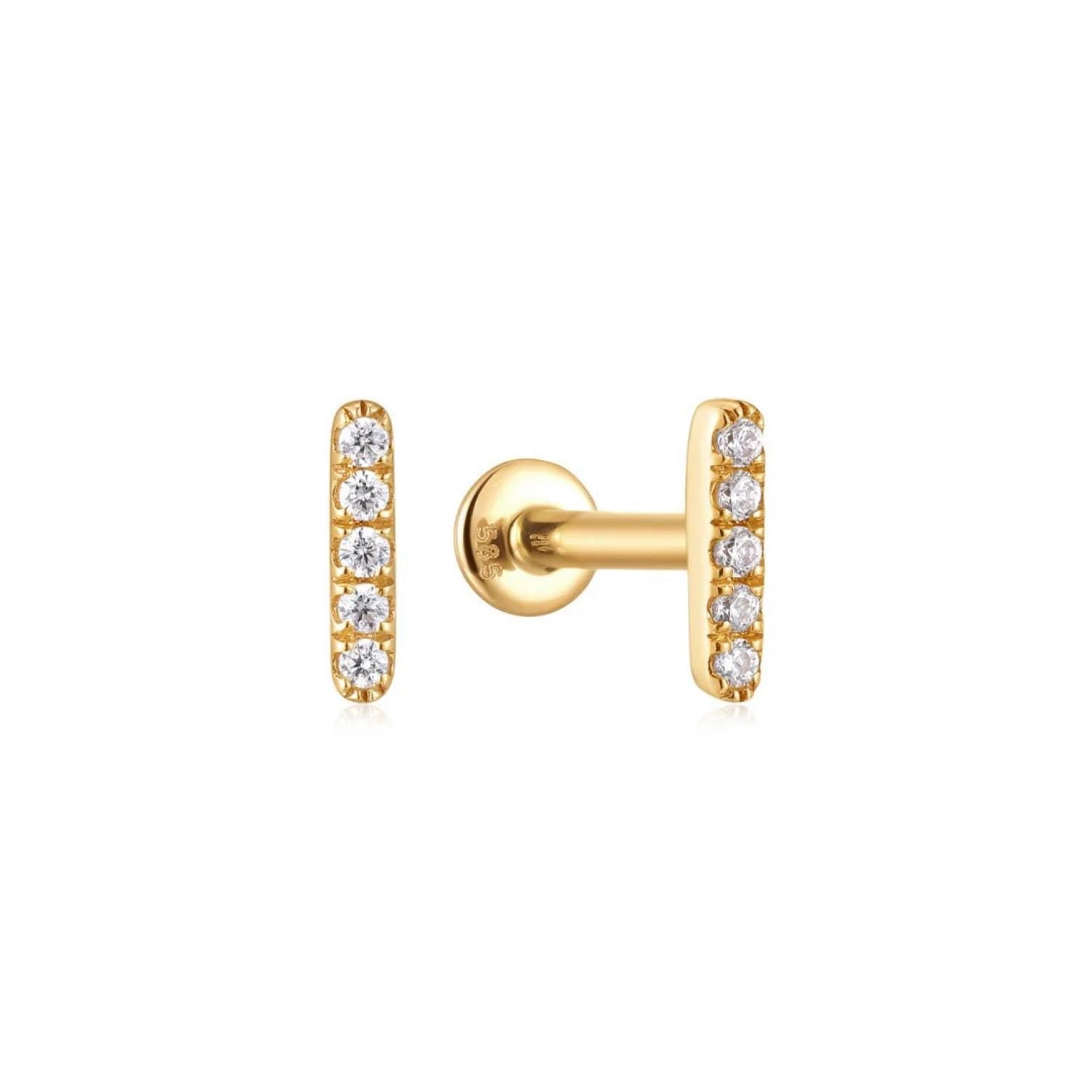 14K Bar Lab Diamond Flat Back Stud