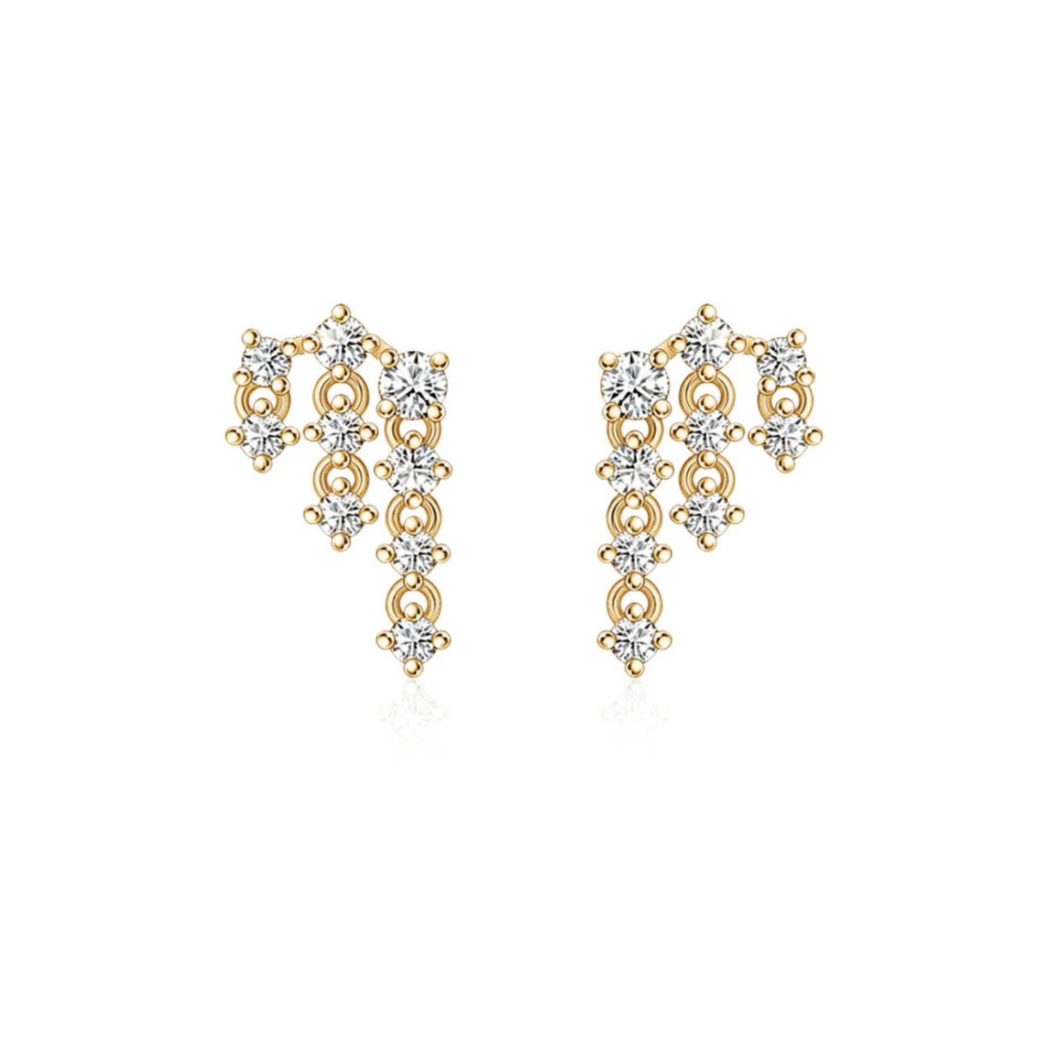 14K Pavé Dome Lab Diamond Flat Back Stud