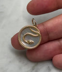14K Snake Mother Of Pearl Charm