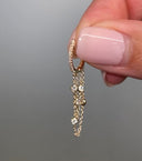 14K Chain Bezel Set Huggie Earrings