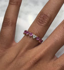 14K Diamond & Pink Sapphire Heart Eternity Band