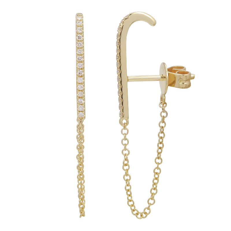 14K Yellow Chain Diamond Earring
