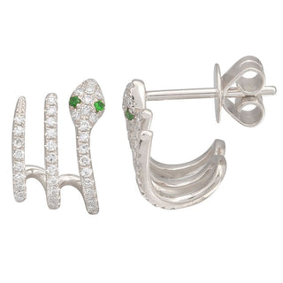 14K Diamond Caged Snake Earrings
