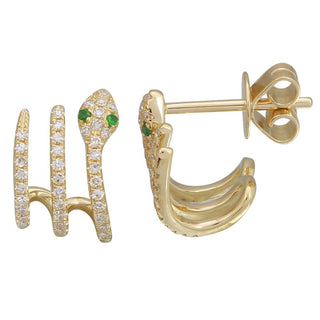 14K Diamond Caged Snake Earrings