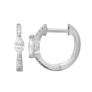 14K Marquise Diamond Huggie Earrings